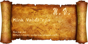 Mink Valéria névjegykártya