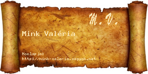 Mink Valéria névjegykártya